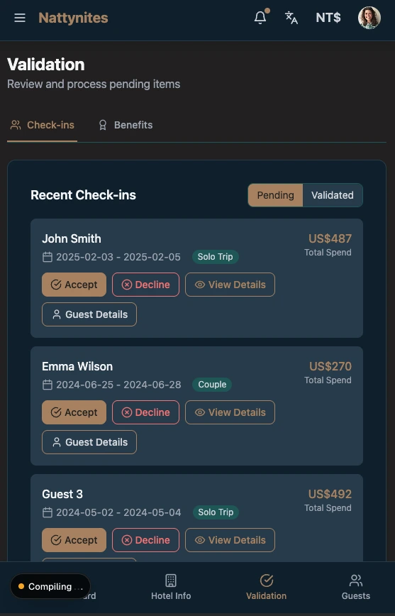 Nites Alliance mobile interface preview 2